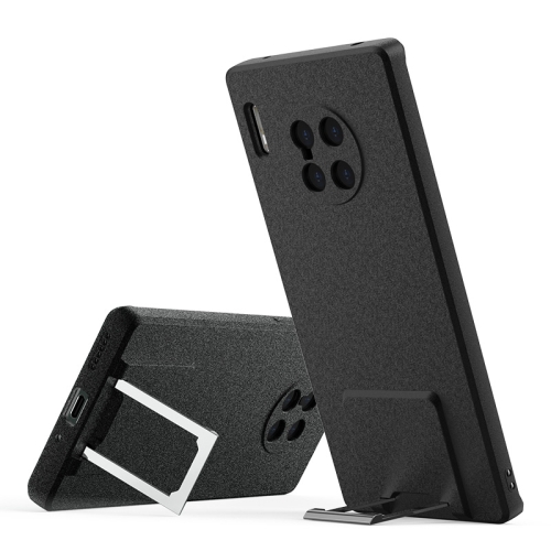 

For Huawei Mate 30 Pro Skin Feel Frosted TPU Shockproof Phone Case with Telescopic Holder(Black)