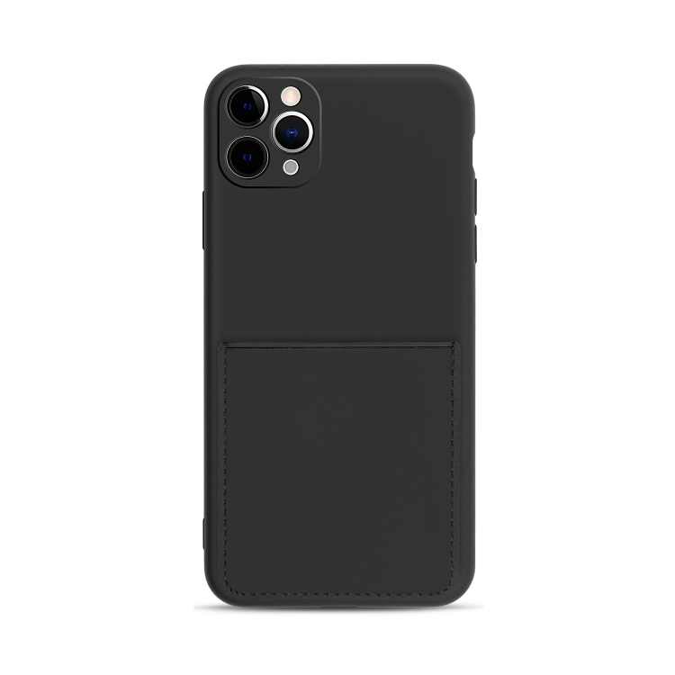 

Liquid Silicone Skin Feel Shockproof Phone Case with Card Slot For iPhone 11 Pro Max(Black)