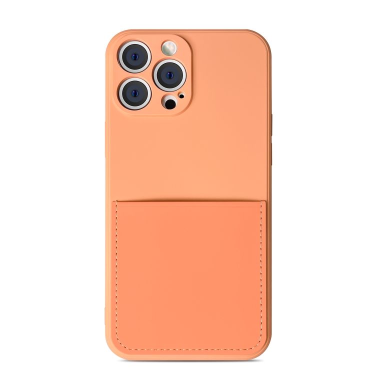 

Liquid Silicone Skin Feel Shockproof Phone Case with Card Slot For iPhone 13 Pro Max(Orange)