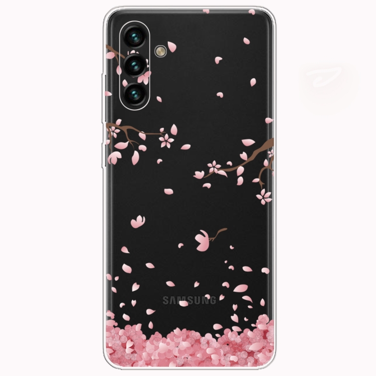 

For Samsung Galaxy A13 5G Painted Pattern High Transparent TPU Phone Case(Fallen Cherry Blossoms)