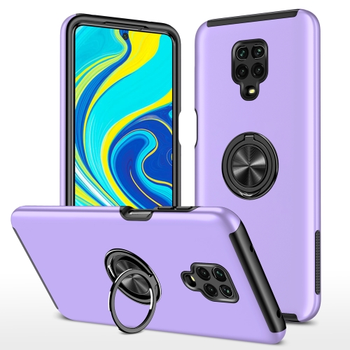 

For Xiaomi Redmi Note 9 Pro / Note 9S PC + TPU Shockproof Magnetic Phone Case with Invisible Ring Holder(Purple)