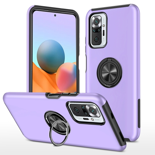 

For Xiaomi Redmi Note 10 Pro PC + TPU Shockproof Magnetic Phone Case with Invisible Ring Holder(Purple)