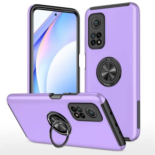 

For Xiaomi Mi 10T Pro 5G PC + TPU Shockproof Magnetic Phone Case with Invisible Ring Holder(Purple)