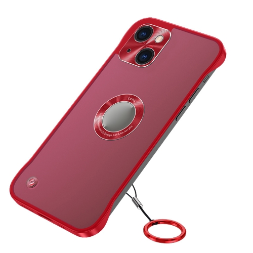 

Metal CD Texture Borderless Transparent Frosted Phone Case For iPhone 13(Red)