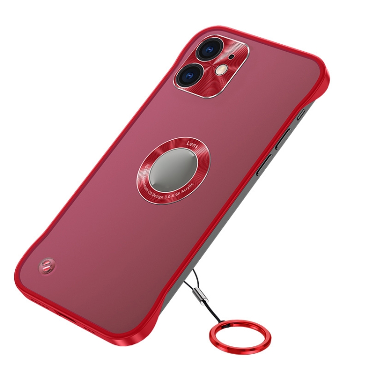 

Metal CD Texture Borderless Transparent Frosted Phone Case For iPhone 12(Red)