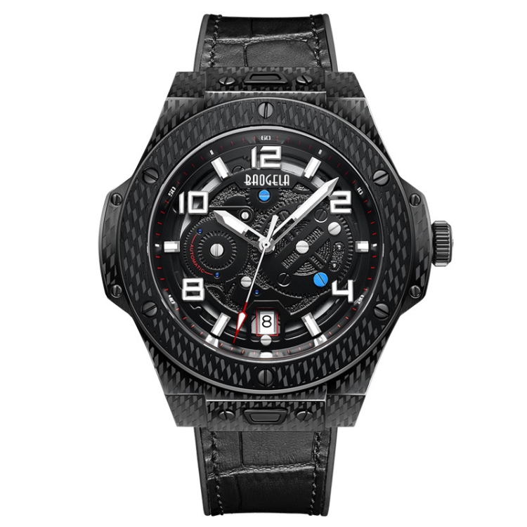 

BAOGELA 2001 Luminous Calendar Leather Strap Mechanical Watch For Men(Black)