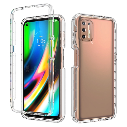 

For Motorola Moto G9 Plus Shockproof High Transparency Two-color Gradual Change PC+TPU Candy Colors Phone Protective Case(Transparent)