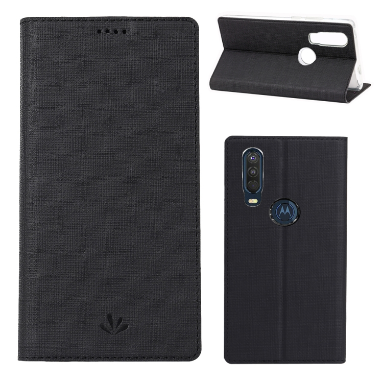 

For Motorola Moto One Action ViLi Shockproof TPU + PU Horizontal Flip Protective Case with Card Slot & Holder(Black)
