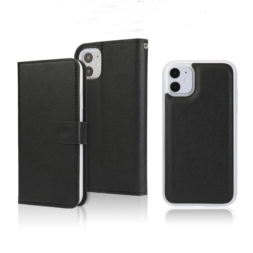 

For iPhone 11 Separable Cross Texture Flip Leather Case with Holder & Card Slot & Wallet(Black)