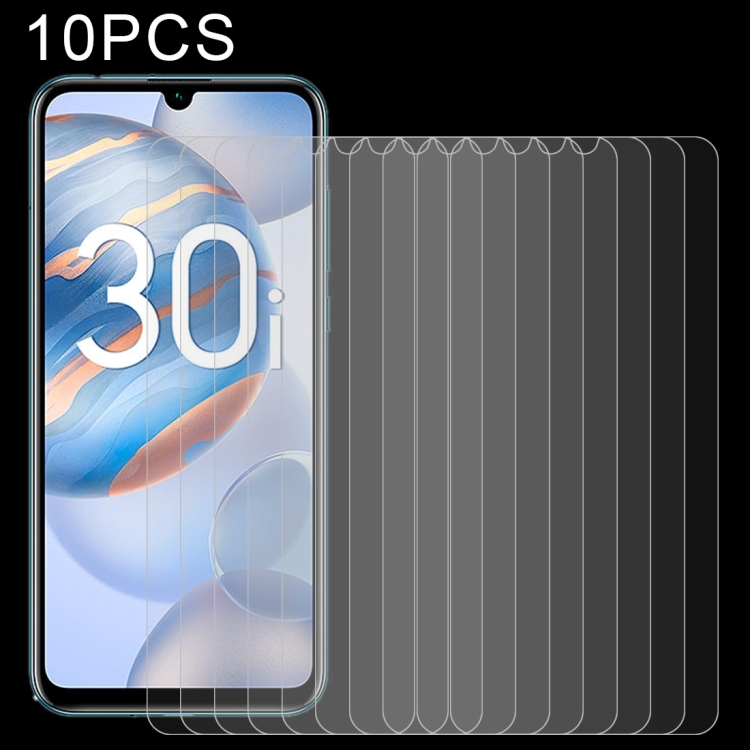 

For Honor 30i 10 PCS 0.26mm 9H 2.5D Tempered Glass Film