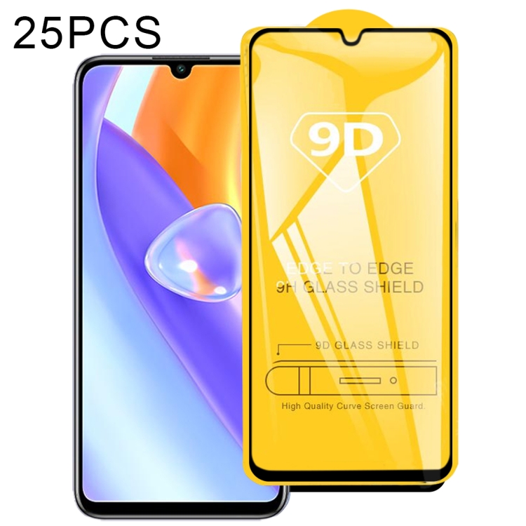 

For Honor Play5 5G 25 PCS 9D Full Glue Full Screen Tempered Glass Film