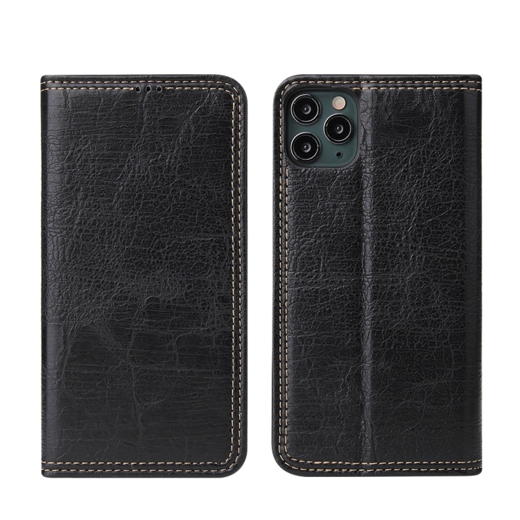 

For iPhone 11 Pro Max Retro Tree Bark Texture PU Magnetic Horizontal Flip Leather Case with Holder & Card Slots & Wallet(Black)