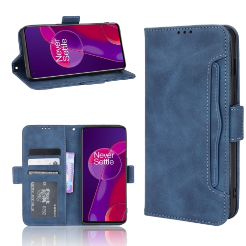 

For OnePlus 9RT 5G Skin Feel Calf Pattern Horizontal Flip Leather Phone Case with Holder & Card Slots & Photo Frame(Blue)
