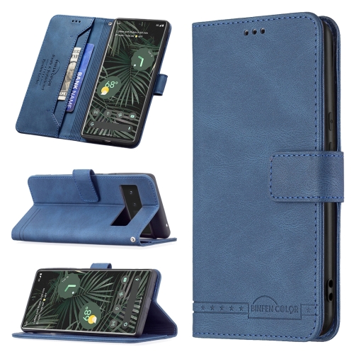 

For Google Pixel 6 Pro Magnetic Clasp RFID Blocking Anti-Theft Leather Case with Holder & Card Slots & Wallet(Blue)