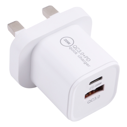 

20WACB 20W QC3.0 + PD Quick Charger, Plug Specification:UK Plug(White)