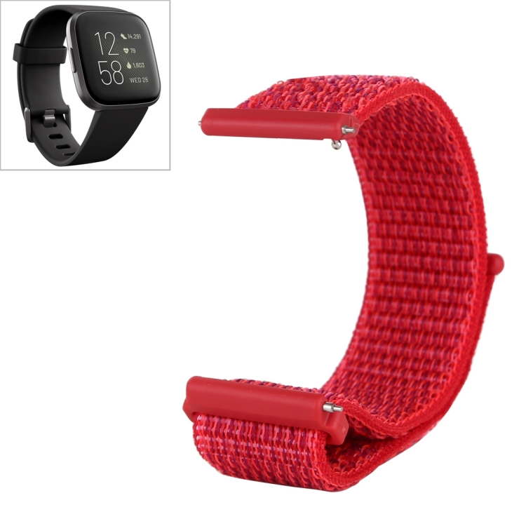 

For Fitbit Versa / Versa 2 Nylon Watchband with Hook and Loop Fastener(Red)