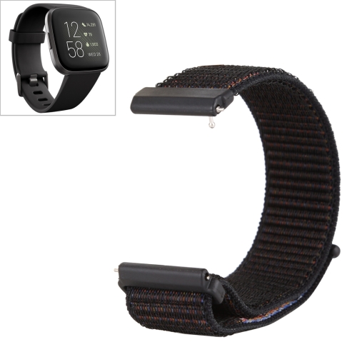 

For Fitbit Versa / Versa 2 Nylon Watchband with Hook and Loop Fastener(Black Brown)