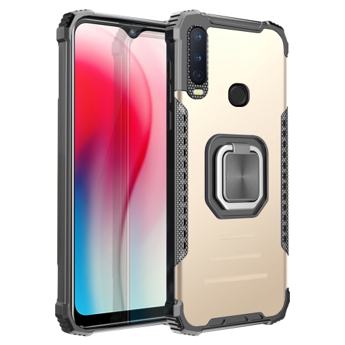 

For vivo Y17 / Y12 / Y15 / Y11 2019 / Y5 2020 Fierce Warrior Series Armor Aluminum Alloy + TPU Phone Case with Ring Holder(Gold)