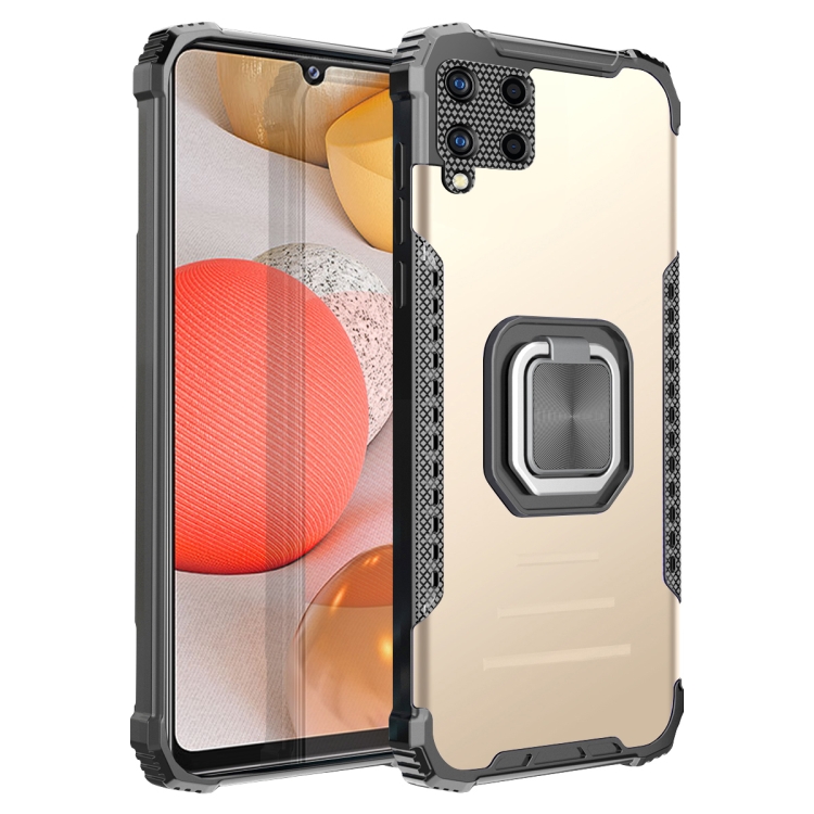 

For Samsung Galaxy A42 Fierce Warrior Series Armor Aluminum Alloy + TPU Phone Case with Ring Holder(Gold)