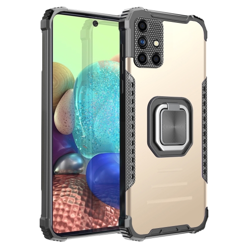 

For Samsung Galaxy A71 5G Fierce Warrior Series Armor Aluminum Alloy + TPU Phone Case with Ring Holder(Gold)