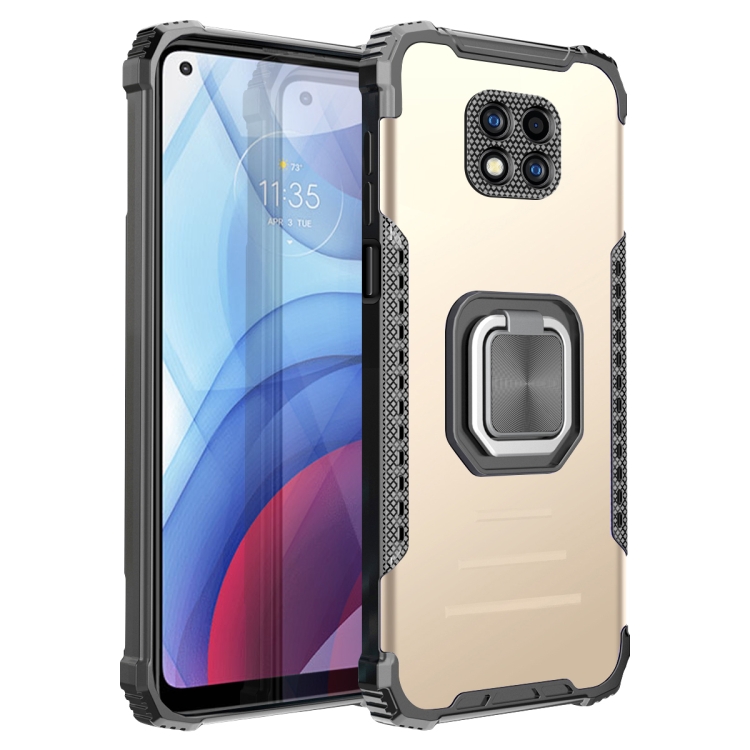 

For Motorola Moto G Power 2021 Fierce Warrior Series Armor Aluminum Alloy + TPU Phone Case with Ring Holder(Gold)