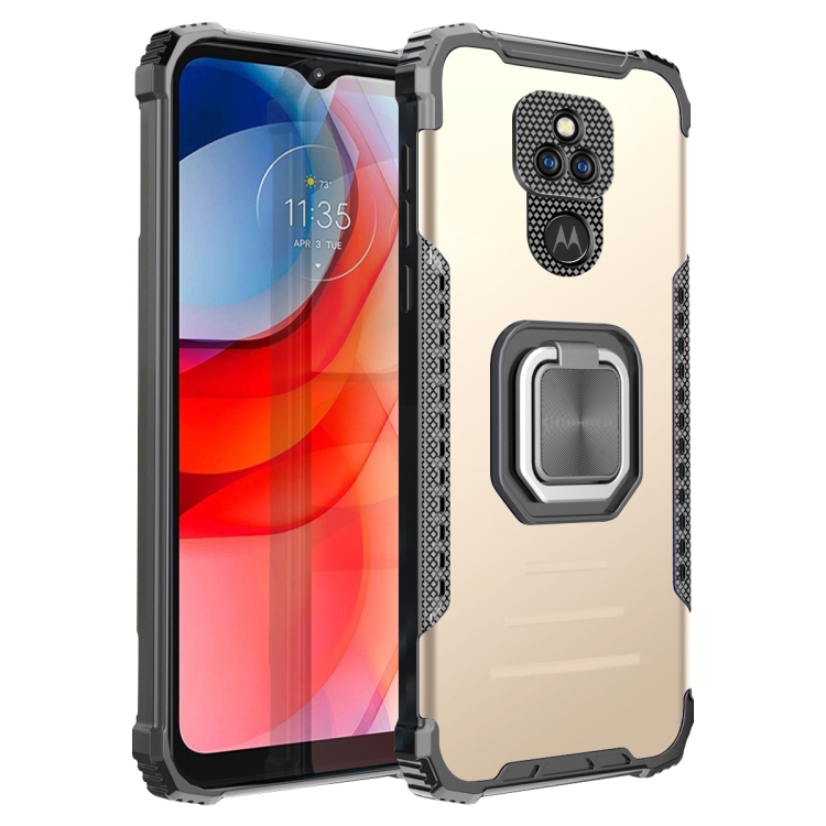 

For Motorola Moto G Play 2021 Fierce Warrior Series Armor Aluminum Alloy + TPU Phone Case with Ring Holder(Gold)