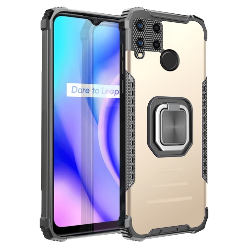 

For OPPO Realme C15 / C12 / C25 Fierce Warrior Series Armor Aluminum Alloy + TPU Phone Case with Ring Holder(Gold)