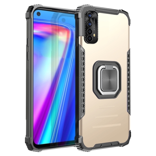 

For OPPO Realme 7 Fierce Warrior Series Armor Aluminum Alloy + TPU Phone Case with Ring Holder(Gold)