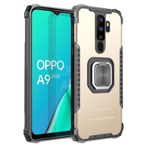 

For OPPO A9 2020 / A5 2020 Fierce Warrior Series Armor Aluminum Alloy + TPU Phone Case with Ring Holder(Gold)