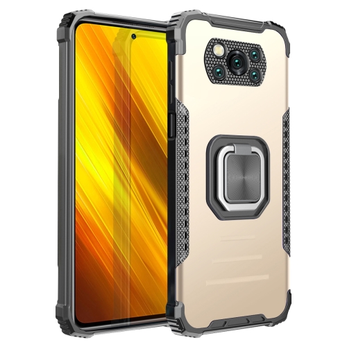 

For Xiaomi Poco X3 / X3 NFC Fierce Warrior Series Armor Aluminum Alloy + TPU Phone Case with Ring Holder(Gold)