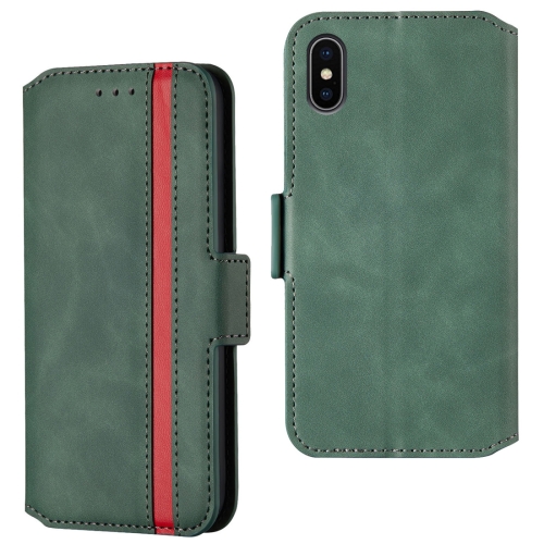 

For iPhone XS / X Retro Frosted Oil Side Horizontal Flip Case with Holder & Card Slots(Green)