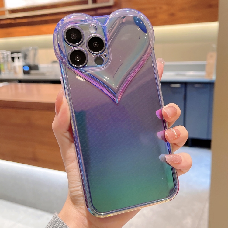 

Love-heart Colorful TPU Phone Protective Case For iPhone 12 Pro Max(Purple)
