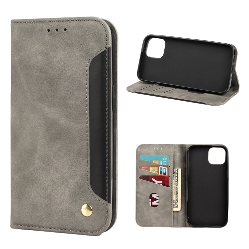 

Skin Feel Splicing Leather Phone Case For iPhone 11 Pro(Grey)