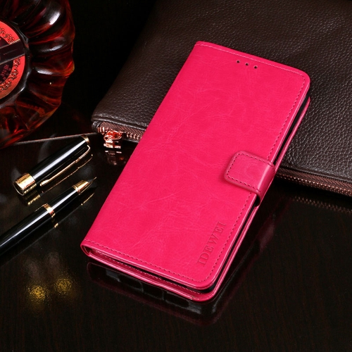 

For Oukitel C25 idewei Crazy Horse Texture Leather Phone Case with Holder & Card Slots & Wallet(Rose Red)