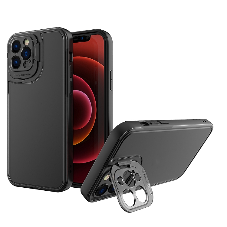 

Camera Cover & Holder Design TPU + PC Phone Case For iPhone 12 mini(Black)