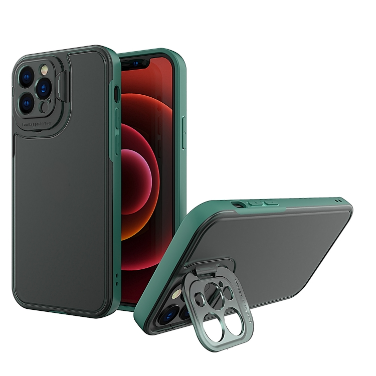 

Camera Cover & Holder Design TPU + PC Phone Case For iPhone 11 Pro(Dark Green)