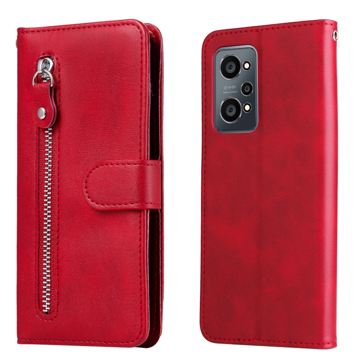 

For OPPO Realme GT Neo2 Calf Texture Zipper Horizontal Flip Leather Phone Case(Red)