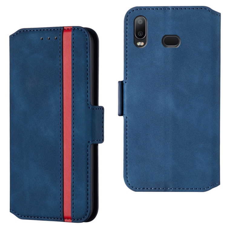 

For Galaxy A10s Retro Frosted Oil Side Horizontal Flip Case with Holder & Card Slots(Blue)