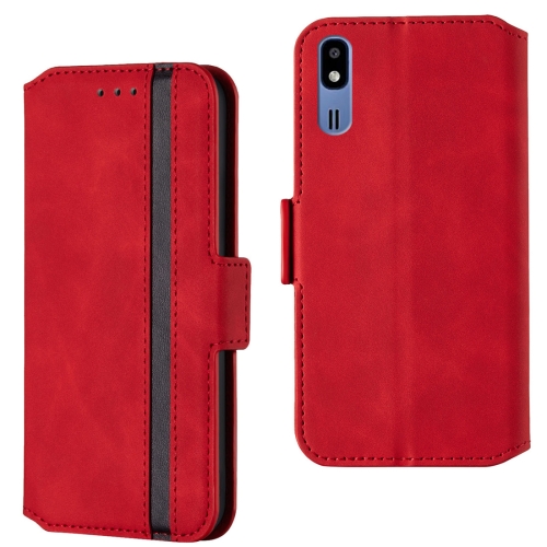 

For Galaxy A2 Core Retro Frosted Oil Side Horizontal Flip Case with Holder & Card Slots(Red)
