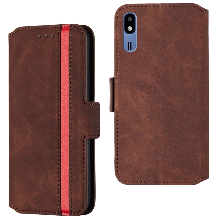 

For Galaxy A2 Core Retro Frosted Oil Side Horizontal Flip Case with Holder & Card Slots(Wine Red)