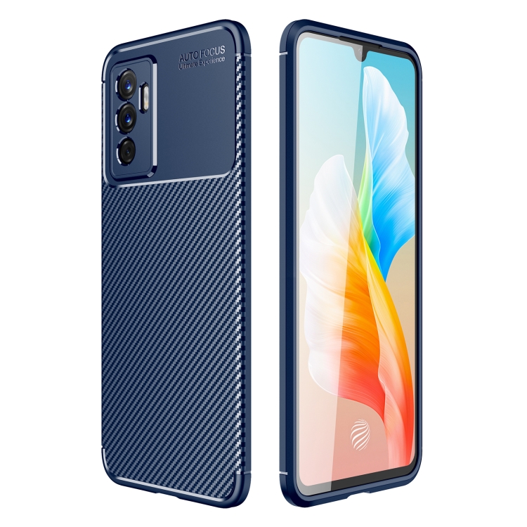 

For vivo S10e Carbon Fiber Texture Shockproof TPU Phone Case(Blue)