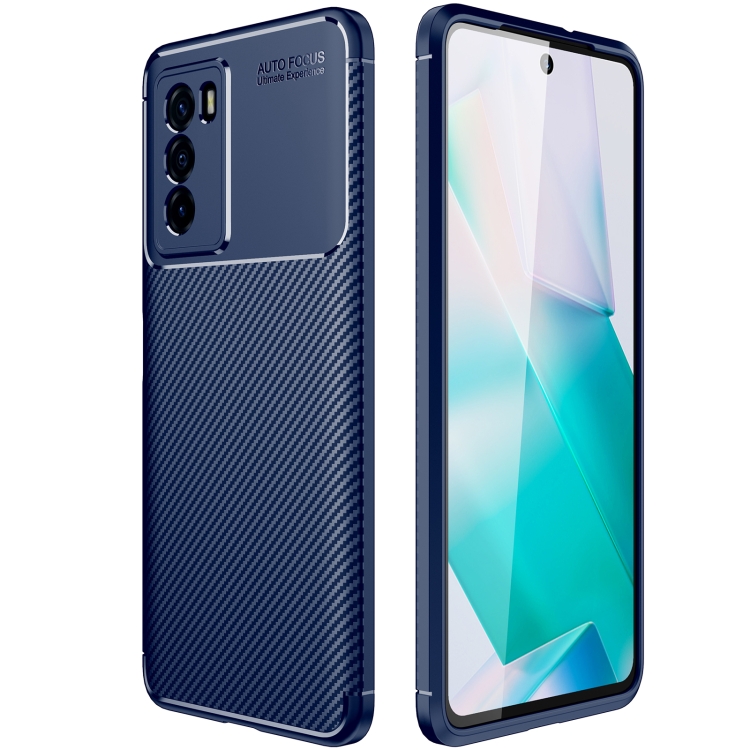 

For vivo T1 Carbon Fiber Texture Shockproof TPU Phone Case(Blue)