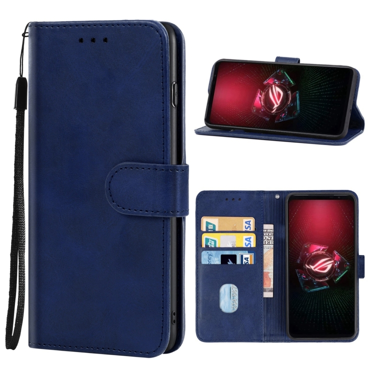 

Leather Phone Case For Asus ROG Phone 5 Pro(Blue)