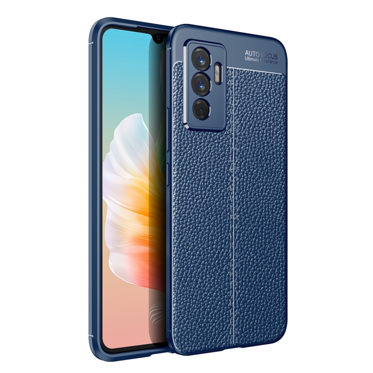 

For vivo S10e Litchi Texture TPU Shockproof Phone Case(Blue)