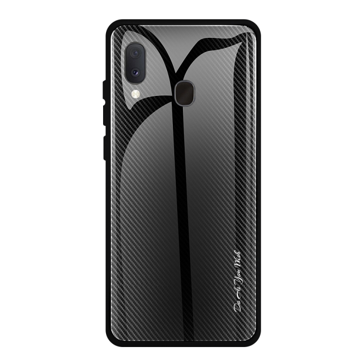 

For Galaxy A20 / A30 Texture Gradient Glass Protective Case(Black)