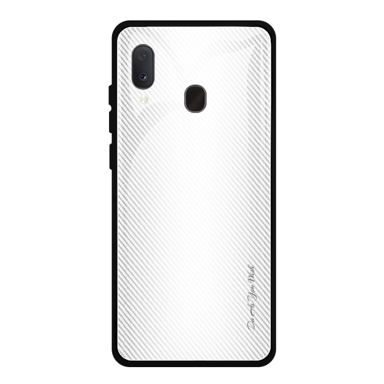 

For Galaxy A20 / A30 Texture Gradient Glass Protective Case(White)