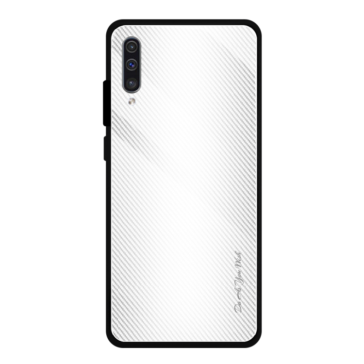 

For Galaxy A50 Texture Gradient Glass Protective Case(White)