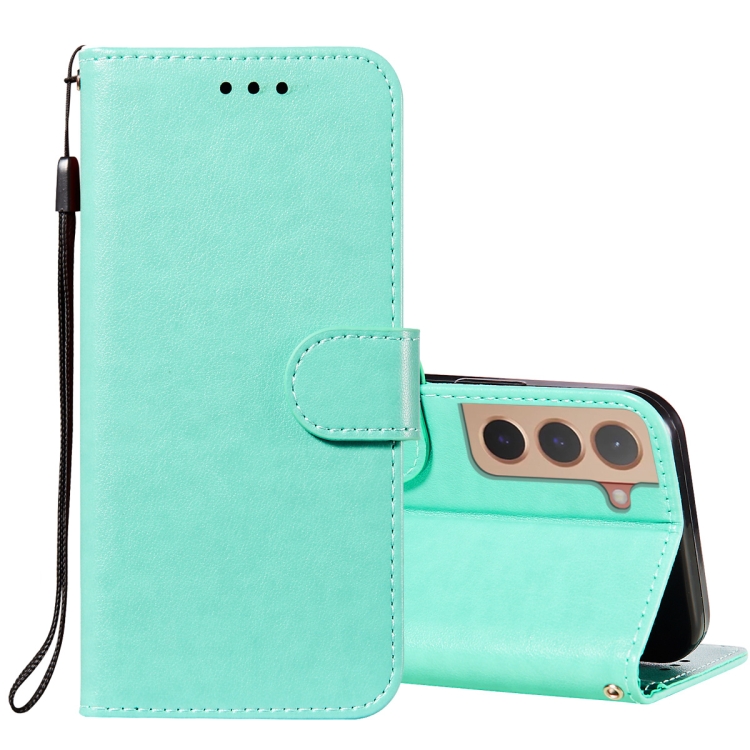

For Samsung Galaxy S22 5G Solid Color Leather Phone Case with Holder & Card Slots & Wallet & Lanyard(Green)