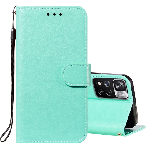 

For Xiaomi Redmi Note 11 Pro Solid Color Leather Phone Case with Holder & Card Slots & Wallet & Lanyard(Green)