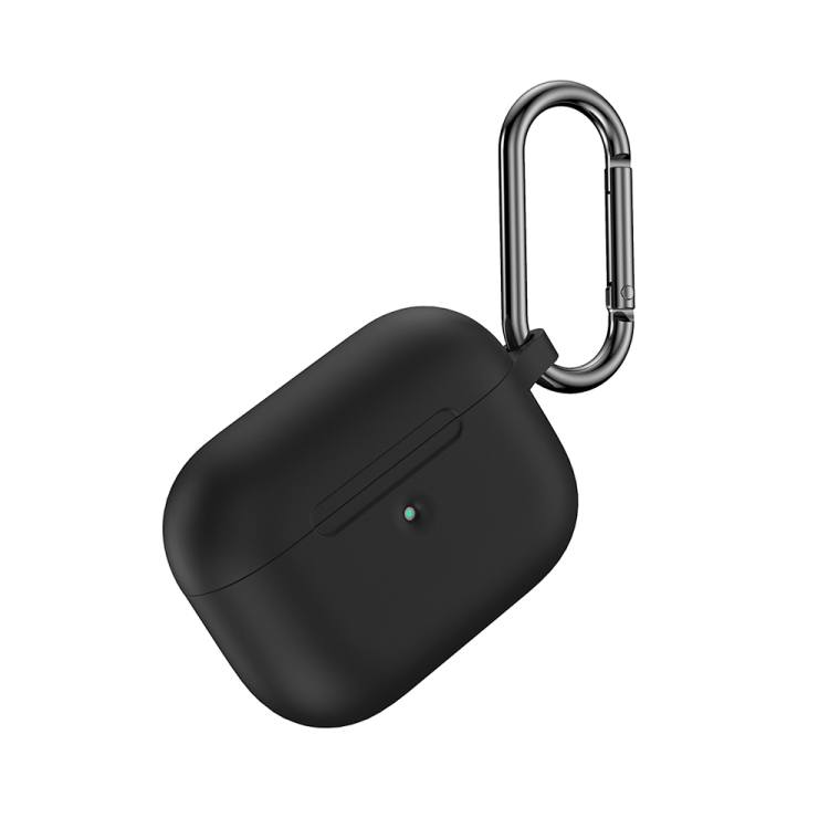 

For Apple AirPods Pro Wireless Earphone Silicone Protective Case with Hook(Black)
